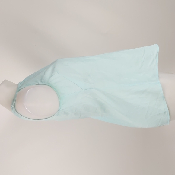 Cue Women's Top Size 6 Mint Green Sleeveless Round Neck Keyhole Button Gathered - Picture 13 of 16